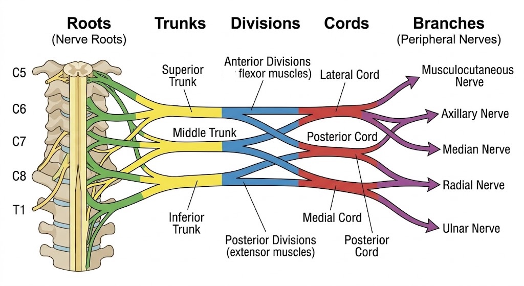 Brachial Plexus — Colour-coded Anatomical Diagram