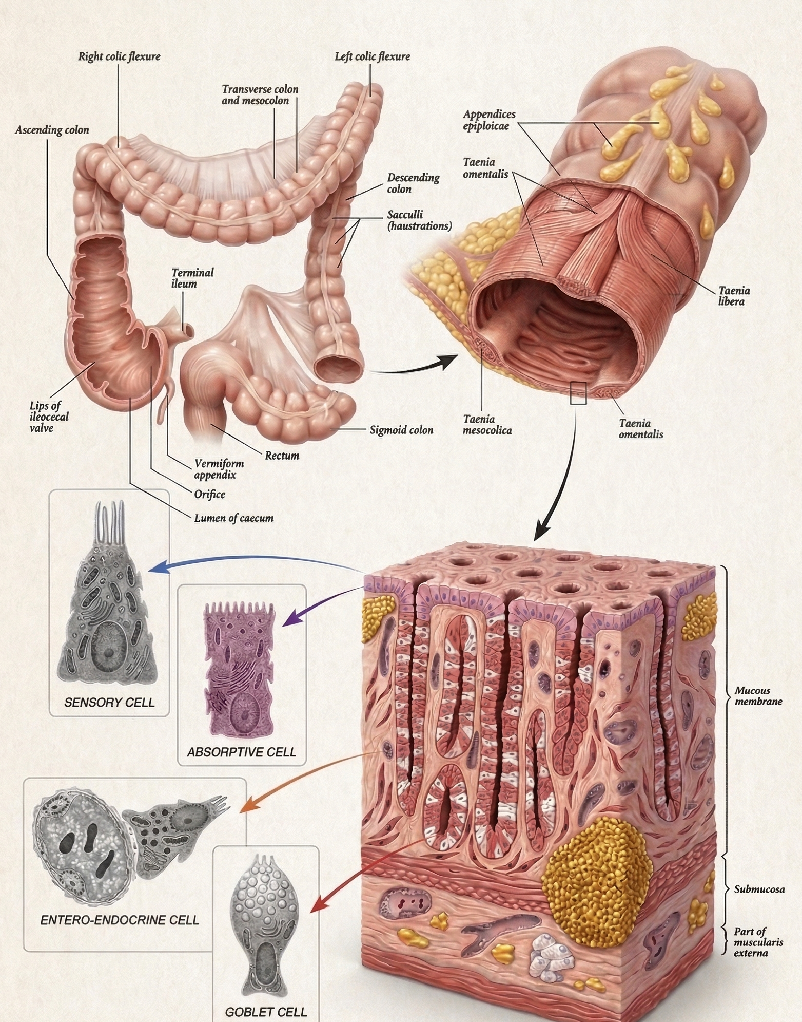Colon anatomy and histology diagram