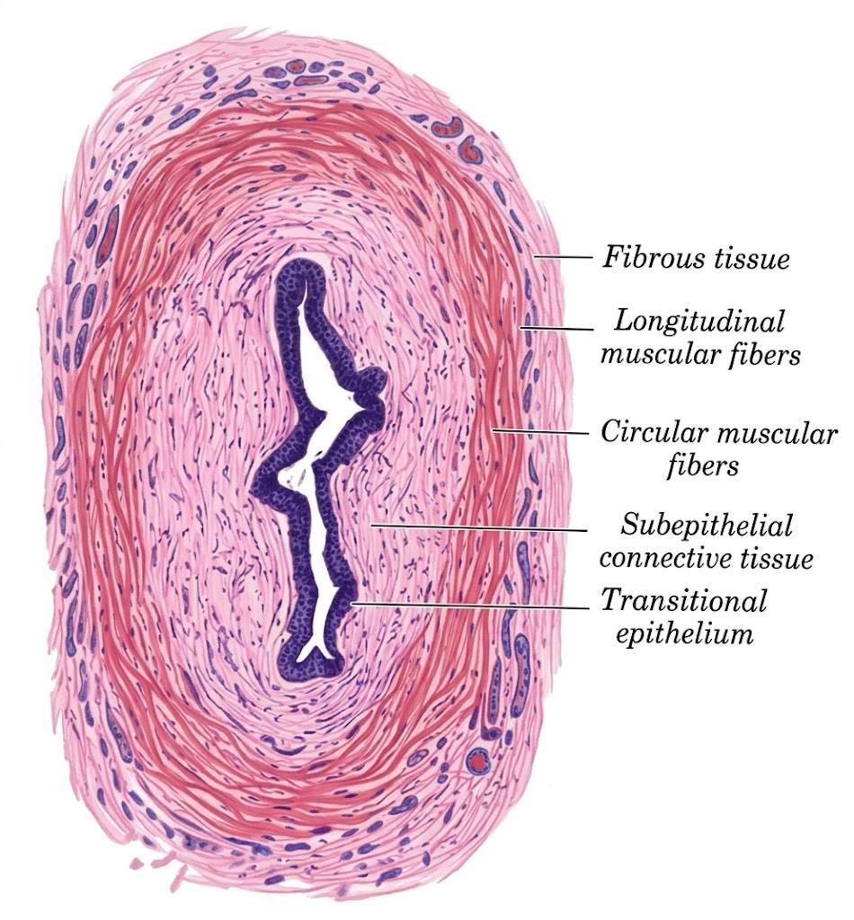 Ureteric histology — transverse section
